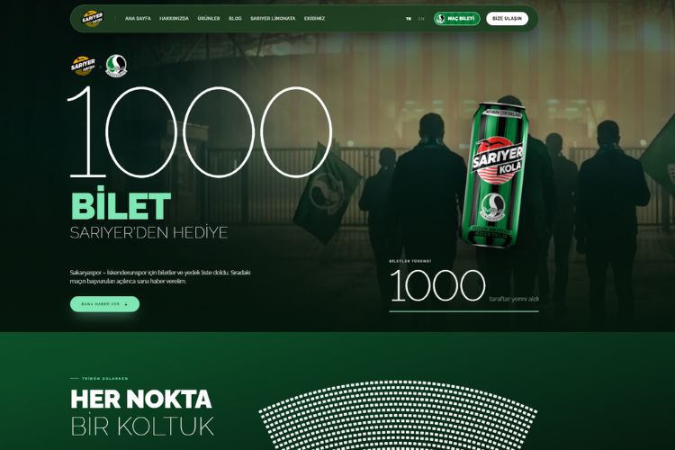 Sarıyer İçecek'ten Sakaryaspor Taraftarına 1000 Bilet: Kampanya Platformu Yayında