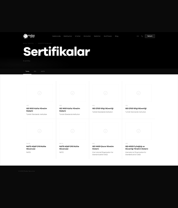 Savunma Sanayi - Sertifikalar